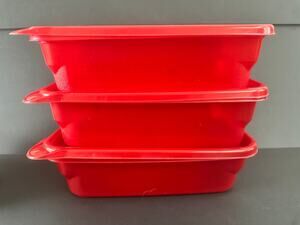 NOS (3) Ziploc Limited Edition Holiday Large Rectangle Container 9.5 cup Red
